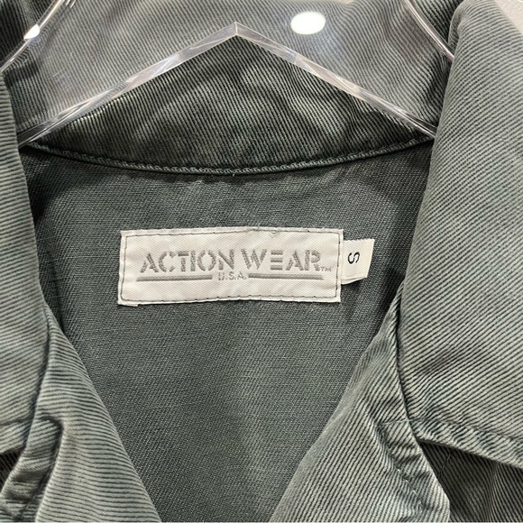 Action Wear USA Military Green Midi Dress Side Slit Small Button Front - Picture 4 of 9